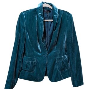 Daisy Fuentes velvet teal shimmery jacket blazer size 10